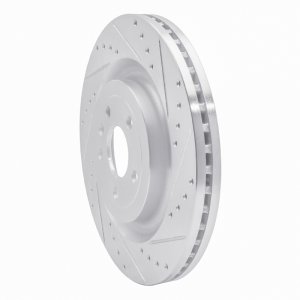 Ford Explorer Brake Rotor (1) - Front Right - R1 Concepts - Drilled & Slotted - Silver - `13-`19